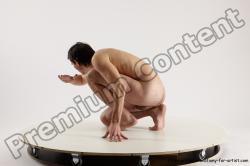 Nude Man White Slim Short Brown Sitting poses - ALL Sitting poses - on knees Multi angles poses Realistic